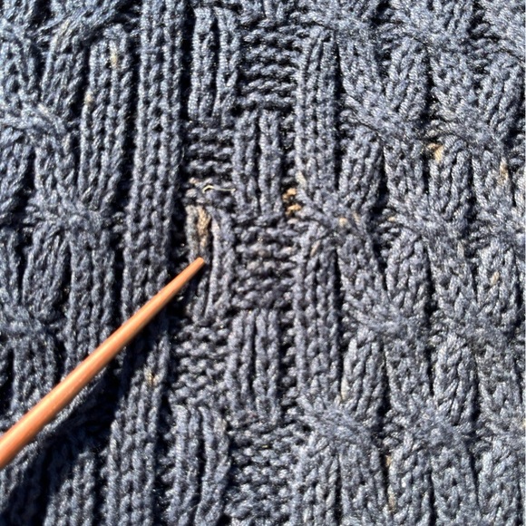 Men's Vintage Structure Sweater Navy Blue Cable Knit XL Defunct 90s Y2K Preppy - Picture 6 of 14